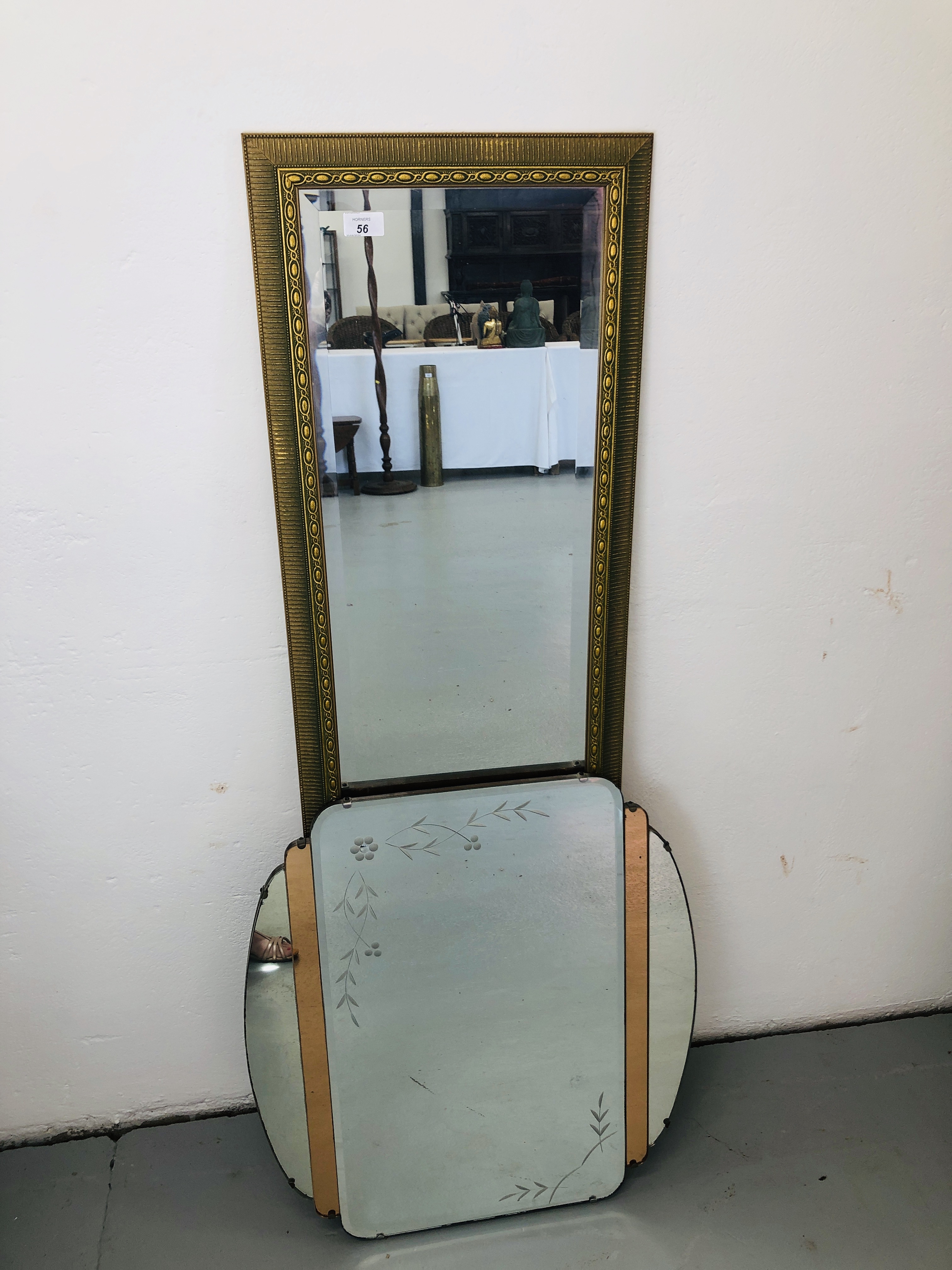 DESIGNER DRESSING MIRROR & 1960'S STYLE WALL MIRROR