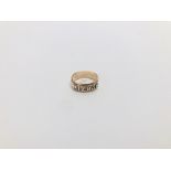 A 9CT GOLD MIZPAH BAND RING