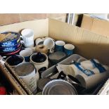 8 BOXES OF HOUSEHOLD & KITCHEN SUNDRIES TO INCLUDE CUPS, GLASSWARE, HOUSEHOLD ELECTRICALS, FANS ETC.
