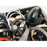 BOX CONTAINING 20 VARIOUS PAIRS OF HEADPHONES TO INCLUDE SONY, JBL, SKULLCANDY ETC.