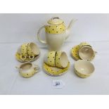 15 PIECES ART DECO BURLEIGH WARE COFFEE SET (CRAZING TO SOME CUPS)