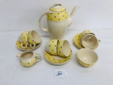 15 PIECES ART DECO BURLEIGH WARE COFFEE SET (CRAZING TO SOME CUPS)