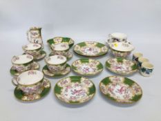 20 PIECES OF MINTON 4863 TEAWARE A/F, 3 MASONS EGG CUPS, MINTON ANCESTRAL CUP AND SAUCER,