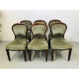 A SET OF 6 REPRO VICTORIAN STYLE UPHOLSTERED DINING CHAIRS,