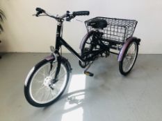 A PASHLEY PICADOR 3 SPEED TRICYCLE FINISHED IN GLOSS BLACK,