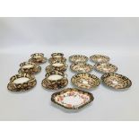 A ROYAL CROWN DERBY "2451" 18 PIECE CUPS AND SAUCERS AND A ROYAL CROWN DERBY "2649" DISH