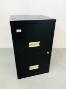 A BLACK FINISH 2 DRAWER STEEL HOME FILING CABINET