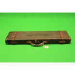 VINTAGE CANVAS METAL BOUND WITH LEATHER FITTINGS SHOTGUN MOTORING CASE BEARING WEBLEY & SCOTT LABEL