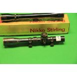 NIKKO STIRLING 4 X 32 SCOPE IN BOX + 1 OTHER WORLD WAR 2 RIFLE SCOPE MARKED TEL.STG NO.32 MK3 OS.