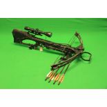 BARNETT CROSSBOW COMPLETE WITH 6 X 40 SCOPE 4 BARNETT BOLTS (ATTACHED) - COLLECTION ONLY