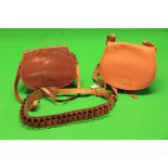 2 LEATHER CARTRIDGE BAGS INCLUDING CONWAY + 12G CARTRIDGE BELT