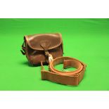 TAN LEATHER CARTRIDGE BAG AND 12G CARTRIDGE BELT