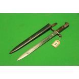 GERMAN BAYONET WITH BLADE MARKED WAFFENFABRIK NEUHAUSEN CROSSPIECE STAMPED 230272 IN SCABBARD -