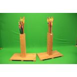 2 WOODEN STANDS CONTAINING LARGE QUANTITY ARROWS - COLLECTION ONLY