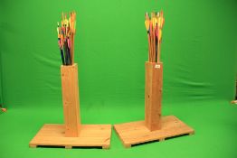 2 WOODEN STANDS CONTAINING LARGE QUANTITY ARROWS - COLLECTION ONLY
