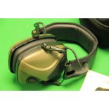 AWESAFE ELECTRONIC SHOOTING SPORTS FOLDING EAR MUFFS IN CASE WITH INSTRUCTIONS