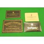 4 GUNMAKERS MOTORING CASE LABELS TO INCLUDE WEBLEY & SCOTT, GALLYON & SONS,