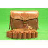 BRADY TAN LEATHER CARTRIDGE BAG AND CARTRIDGE BELT 12G