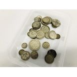TUB OF PRE 1947 SILVER COINS, FACE APPROX £1.