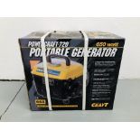 A POWERCRAFT - 720 650 WATT GENERATOR - BOXED AS NEW - SOLD AS SEEN