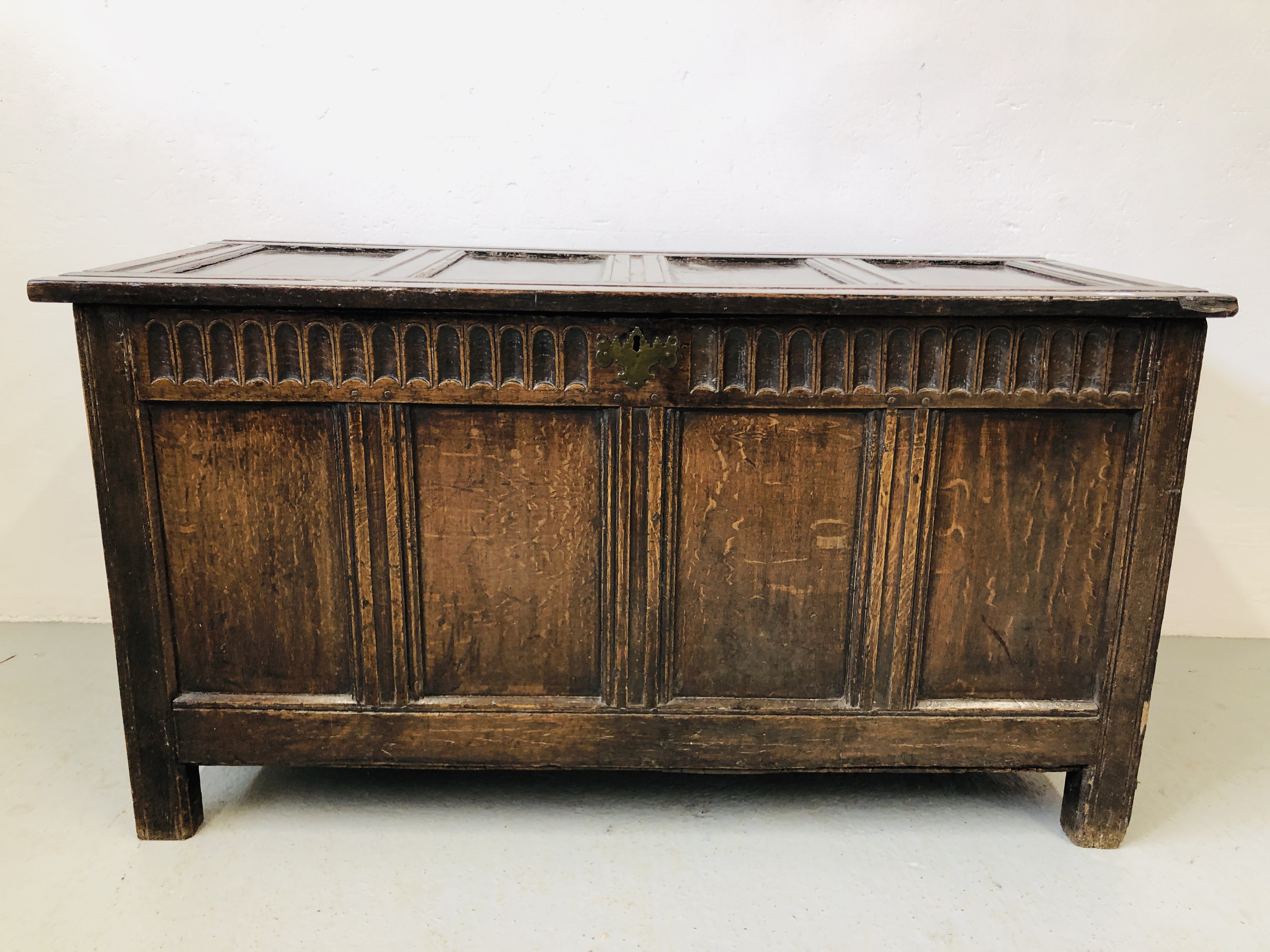 LATE 17TH CENTURY OAK COFFER - LENGTH 54 INCH, HEIGHT 29 INCH, - Image 2 of 4