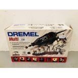 A DREMEL MULTI-TOOL IN BOX CASED WITH INSTRUCTIONS AND ACCESSORIES (UNUSED) - SOLD AS SEEN