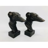 PAIR OF REPRODUCTION GREYHOUND HEADS