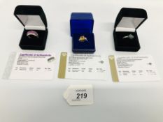 3 LADIES SILVER RINGS WITH CERTIFICATES INCLUDING RIO GRANDE CITRINE & WHITE TOPAZ,