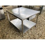 STAINLESS STEEL TWO TIER COMMERCIAL ISLAND PREPARATION TABLE WITH DRAWER SIZE 47 INCH