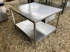 STAINLESS STEEL TWO TIER COMMERCIAL ISLAND PREPARATION TABLE WITH DRAWER SIZE 47 INCH