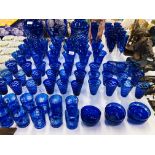 EXTENSIVE COLLECTION OF BRISTOL BLUE DRINKING GLASSES TO INCLUDE CHAMPAGNE FLUTES, ETC.