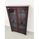 MAHOGANY FINISH TWO DOOR MODERN DISPLAY CABINET (GLAZED DOORS)