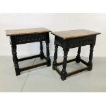 A PAIR OF OAK JOINT STOOLS