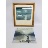 FRAMED PRINT "SOLITUDE" BEARING PENCIL SIGNATURE HUGH BRANDON TOGETHER WITH A BOOK SOFTLY WAKES THE