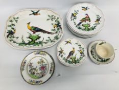 16 X PIECES OF COPELAND SPODE "CHELSEA BIRDS" 2/6837 (7 PLATES 2 IN A/F CONDITION - CHIPS +