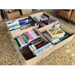 4 BOXES CONTAINING AN ASSORTMENT OF MIXED BOOKS TO INCLUDE HARD BACKS, WAR & HISTORY BOOKS ETC.