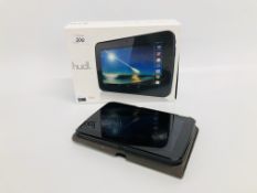 A HUDL TABLET WITH BOX + CHARGER - SOLD AS SEEN