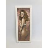 A KRYS LEACH ORIGINAL OIL ON BOARD NUDE STUDY "STRAP HANGING" FRAMED