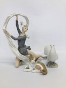 NAO BALLERINA FIGURE (LOSSES TO HAND) ALONG WITH LLADRO CAT AND LLADRO DOVE