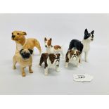 COLLECTION OF 6 BESWICK DOGS TO INCLUDE PUG, BRITISH BULLDOGS, BULL TERRIER,