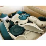2 BOXES CONTAINING EXTENSIVE COLLECTION OF DENBY GREEN SHEAF TABLEWARE AND TWO FURTHER BOXES