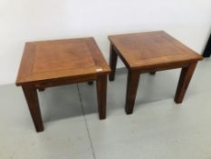 A PAIR OF HARDWOOD LAMP TABLES (24 INCH X 24 INCH)