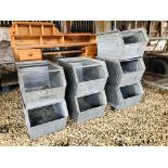 7 X VINTAGE 1966 SCHAFER KASTEN LAGER - FIZ 22 GALVANISED INDUSTRIAL STORAGE BINS