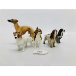 5 BESWICK DOGS TO INCLUDE SPANIELS, BEAGLE, TERRIER,