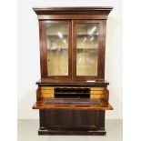 VICTORIAN MAHOGANY SECRETAIRE BOOKCASE WIDTH 48" HEIGHT 86"