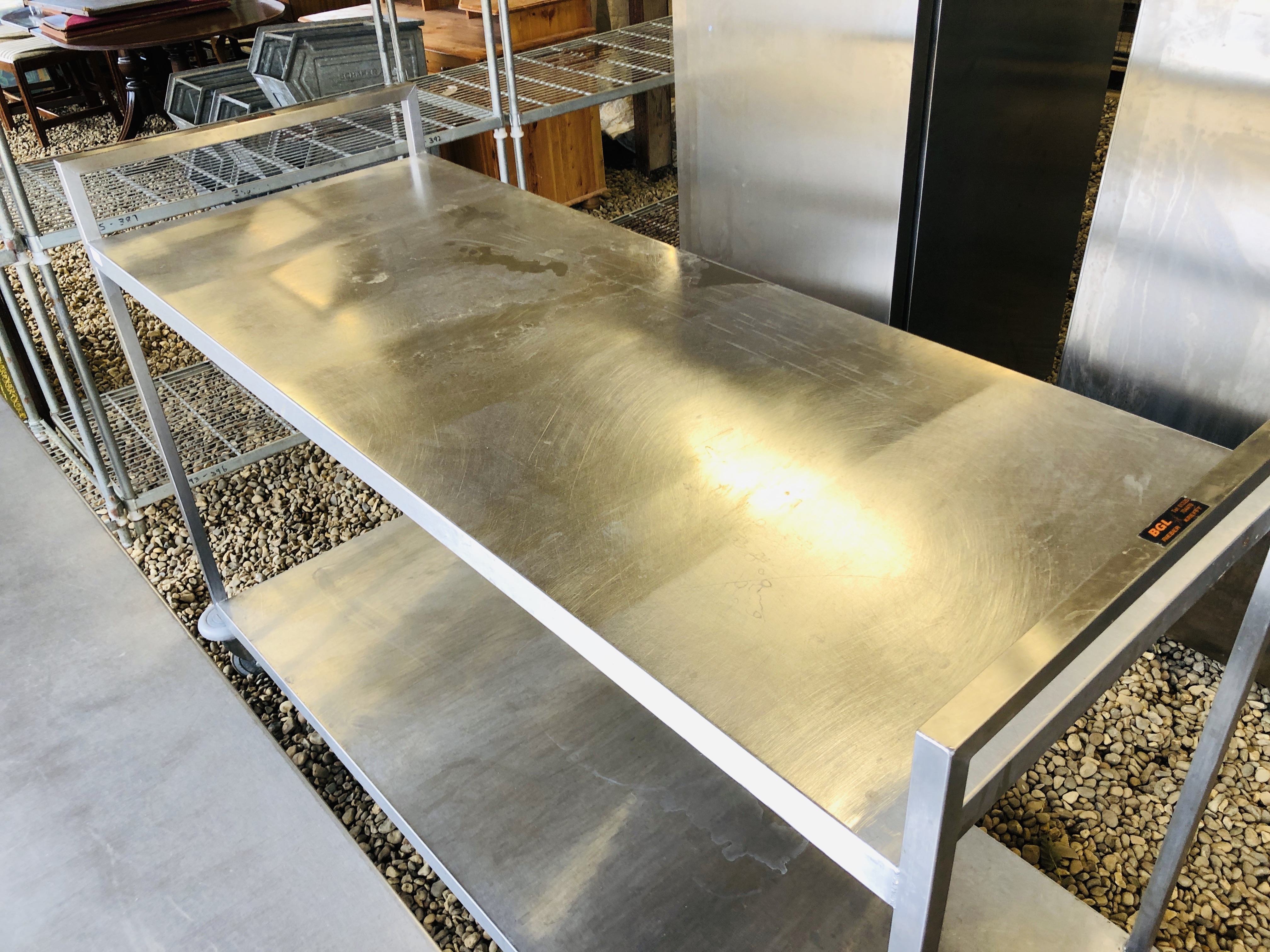 A STAINLESS STEEL COMMERCIAL TWO TIER WHEELED PREPARATION TABLE LENGTH 65 INCH WIDTH 25 INCH - Image 3 of 3