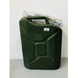 AN AS NEW 20 LITRE JERRY FUEL CAN WITH POURING ATTACHMENT