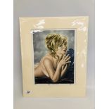 A KRYS LEACH ORIGINAL OIL ON BOARD NUDE STUDY SELF ASSESSMENT MOUNTED