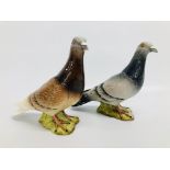 A PAIR OF BESWICK PIGEONS (1 BROWN, 1 GREY) NO.