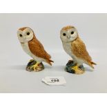 A PAIR OF BESWICK OWL FIGURES